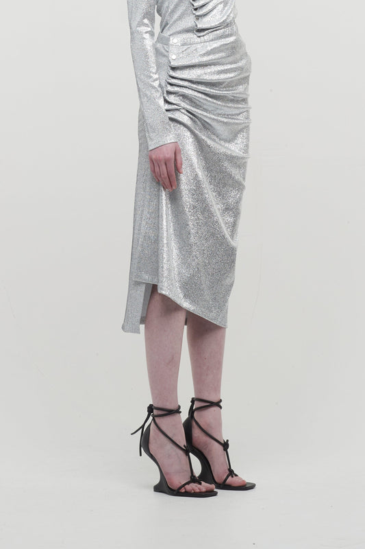 Paco Rabanne Silver Ruched Skirt side