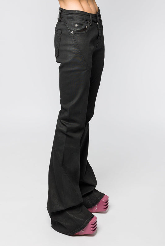Rick Owens DRKSHDW Bias Bootcut in Black Wax side