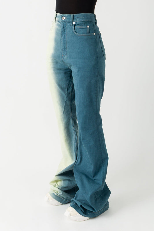 Rick Owens DRKSHDW Bolan Bootcut in Denim Toothpaste Degrade SS25 side