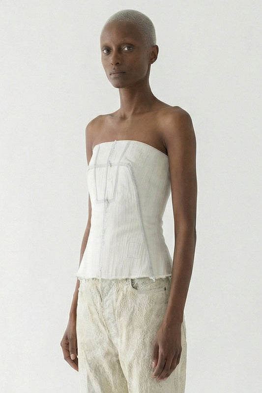 Rick Owens DRKSHDW Denim Bustier Top in Milk Wash side