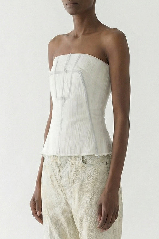 Rick Owens DRKSHDW Denim Bustier Top in Milk Wash side
