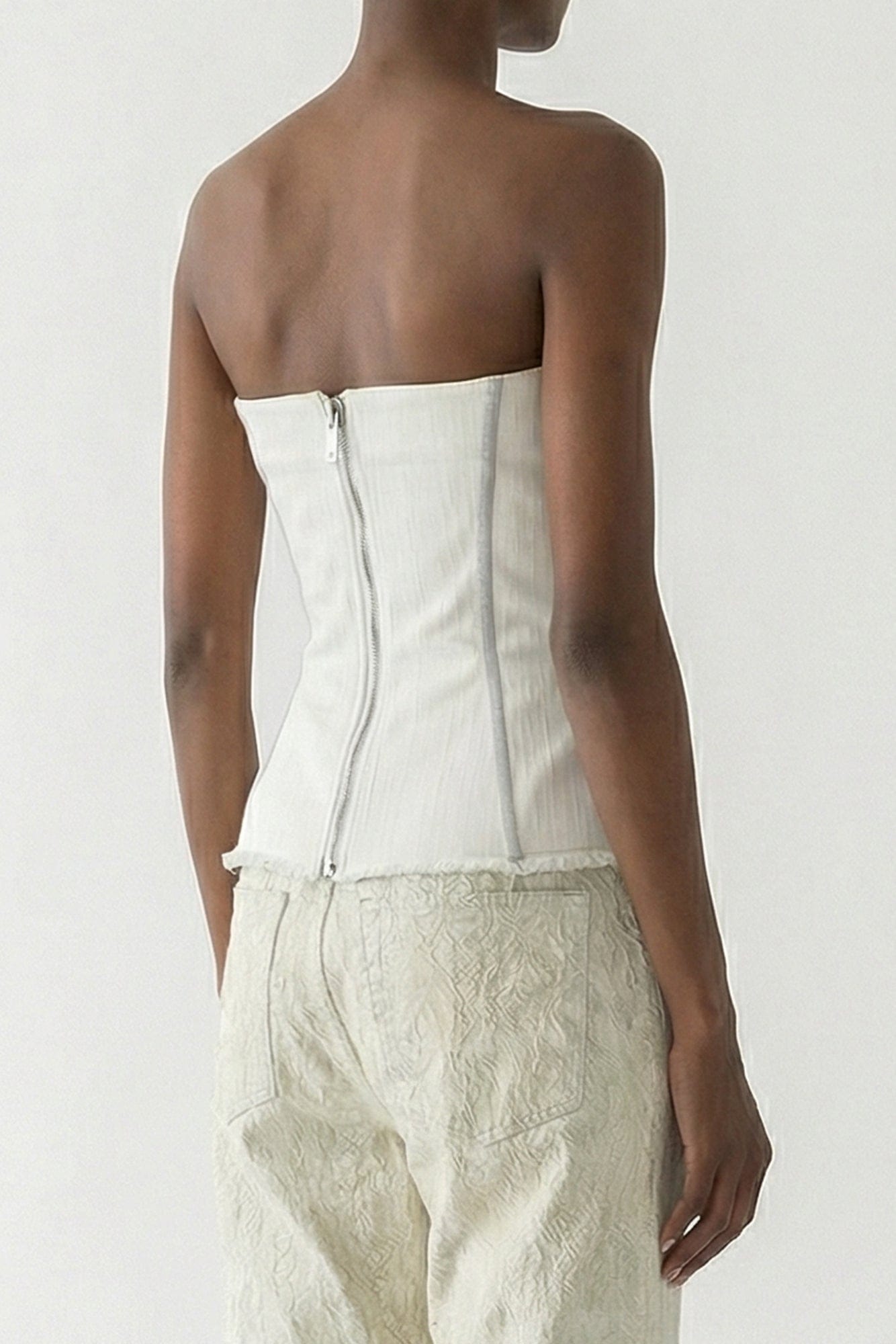 Rick Owens DRKSHDW Denim Bustier Top in Milk Wash back