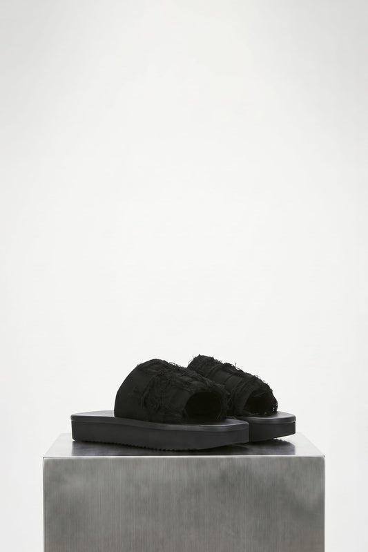 Rick Owens DRKSHDW Denim Slides in Black side