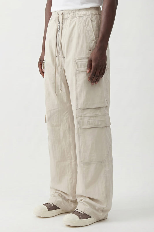 Rick Owens DRKSHDW Double Cargo Jumbo Belas in Milk Wash side