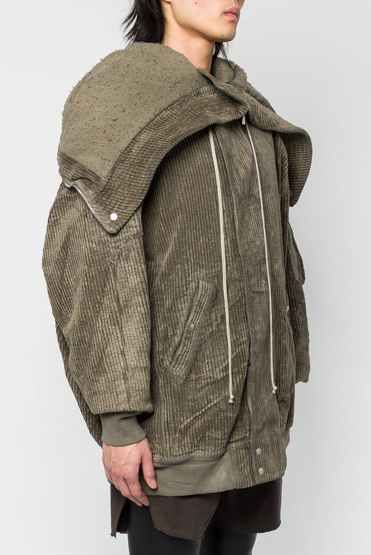 Rick Owens DRKSHDW Hooded Long Bomber in Dust side
