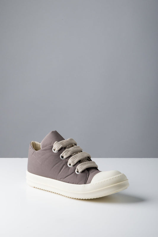 Rick Owens DRKSHDW Jumbo Lace Puffer Low Sneaks in Dust / Milk SS25 side