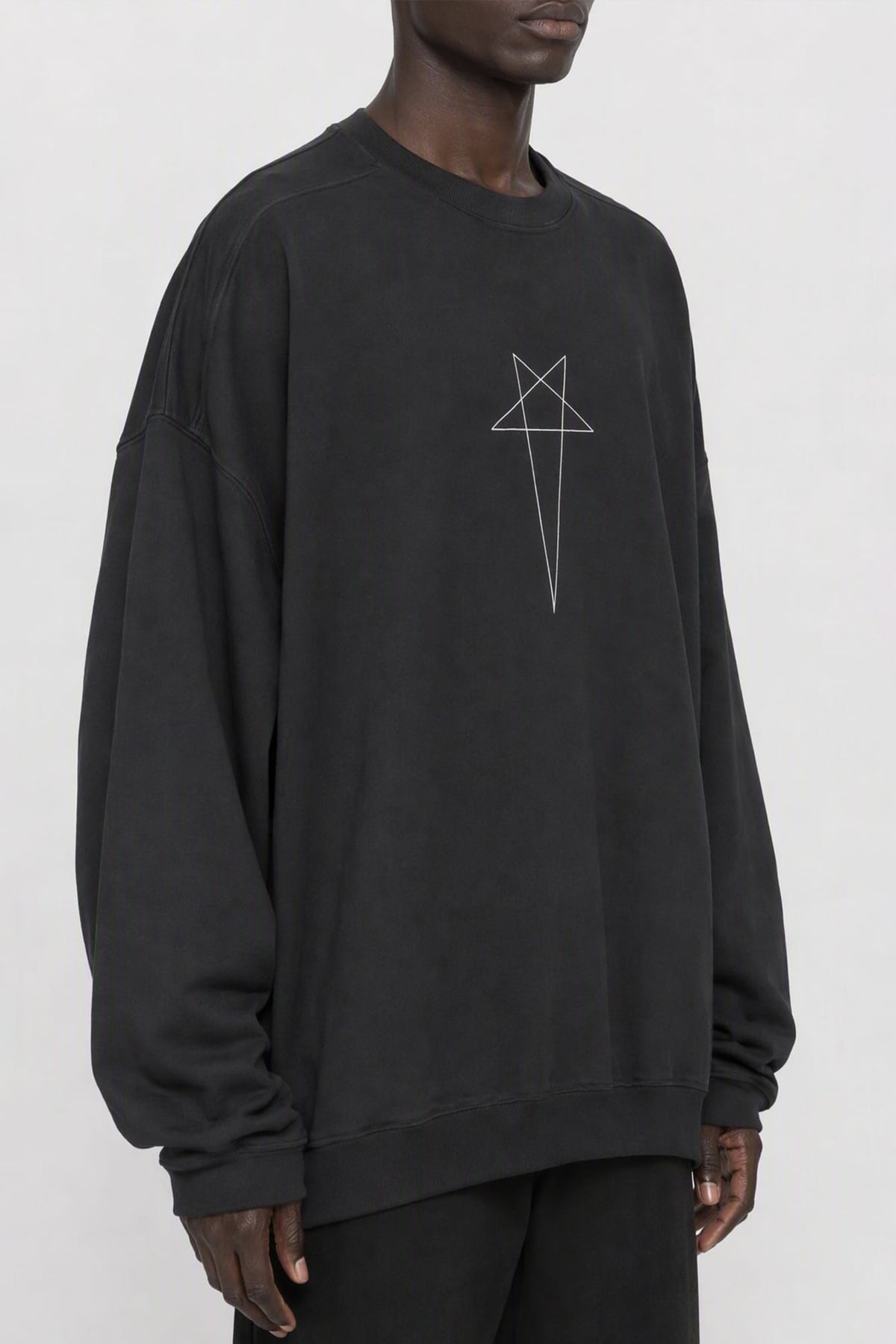 Rick Owens DRKSHDW Mens Faded Hun Crewneck in Black side