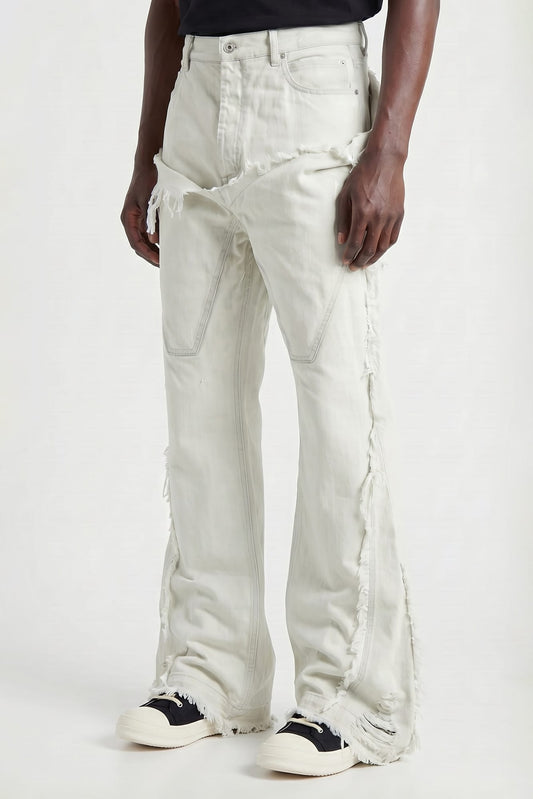 Rick Owens DRKSHDW Slivered Bootcut Denim in Milk Wash side