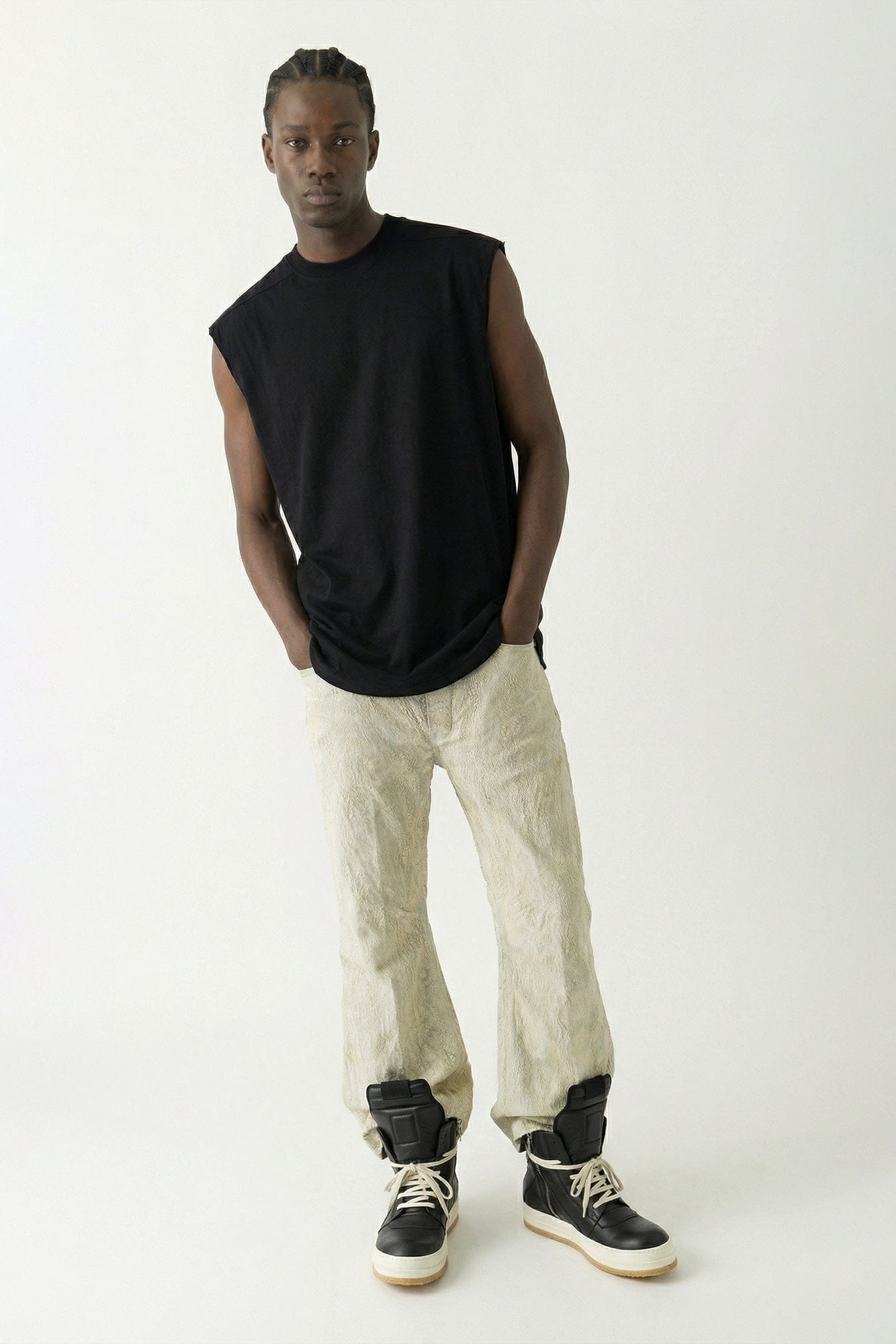 Rick Owens DRKSHDW Tarp T in Black SS26 full look