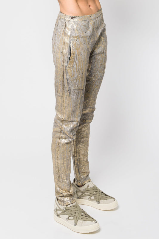 Rick Owens Denim Leggings in Gold SS25 side