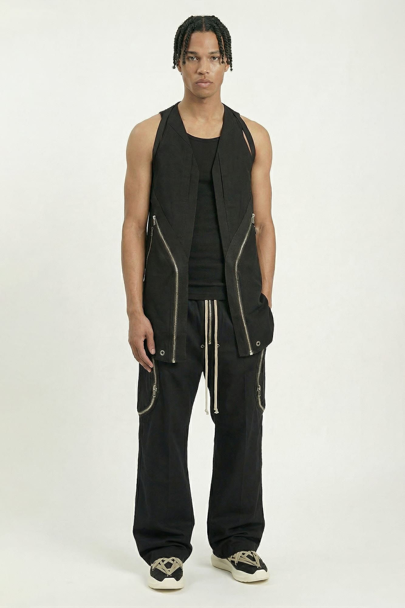 Rick Owens Gilet Temple Vest in Black full look