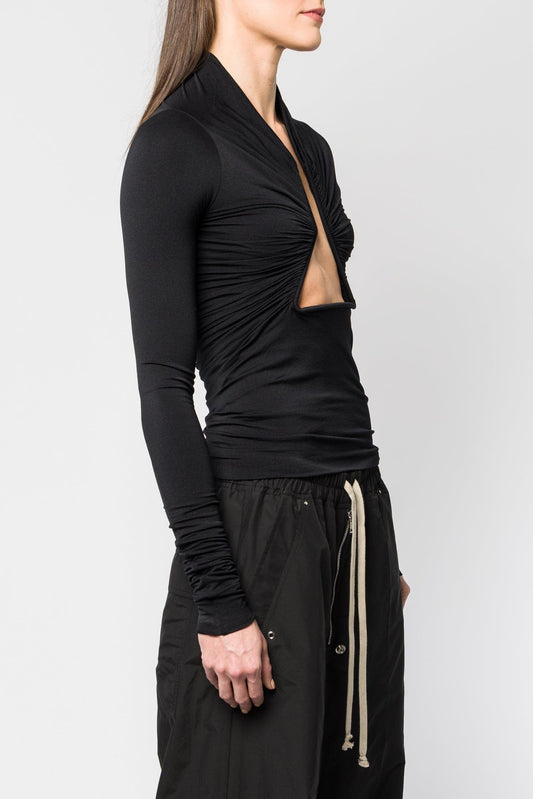 Rick Owens Jersey LS Prong Shirt in Black SS25 side