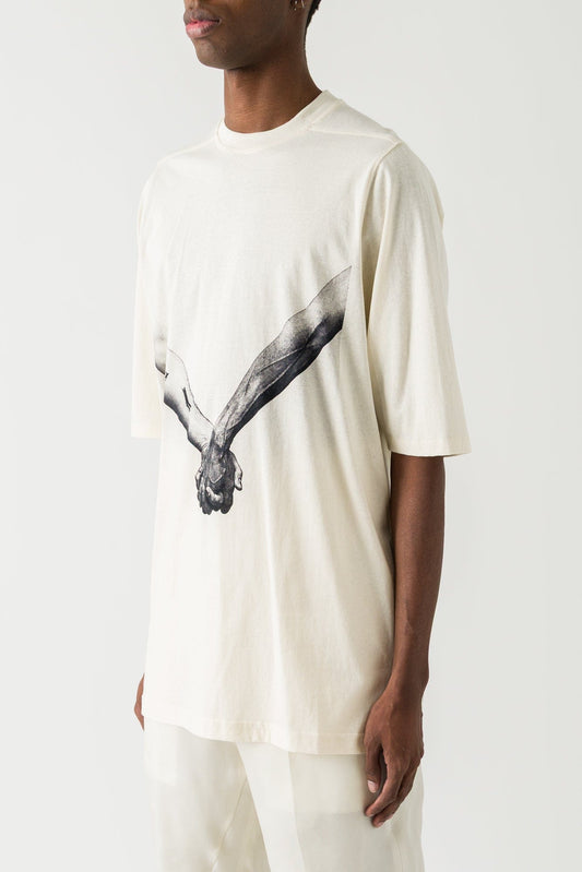 Rick Owens Jumbo SS T in Natural and Black SS25 side