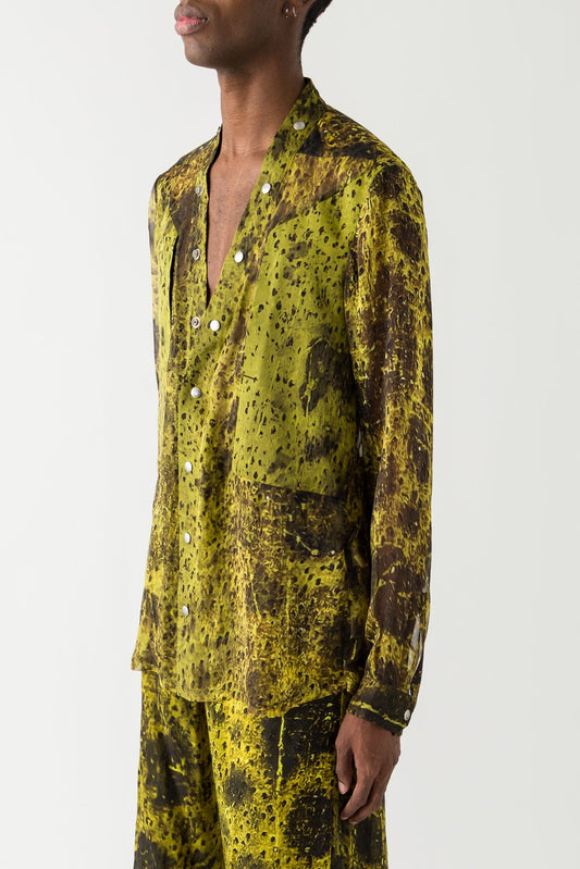 Rick Owens Larry Fogpocket Shirt in Acid and Black SS25 side