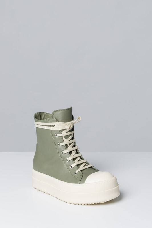 Rick Owens Mega Bumper Sneaks in Celadon and Milk side