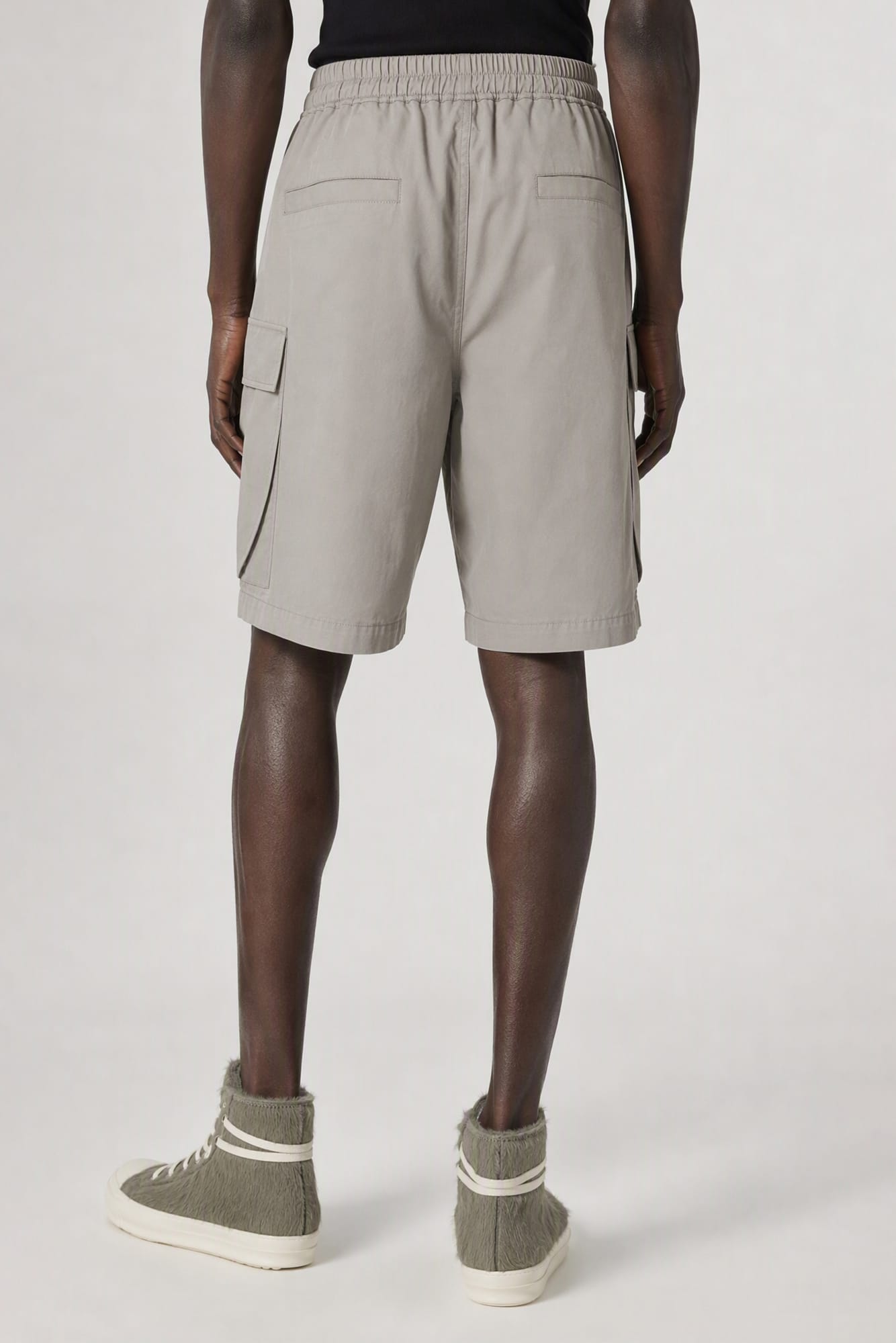Rick Owens Mens Cargobela Shorts in Dark Pearl back
