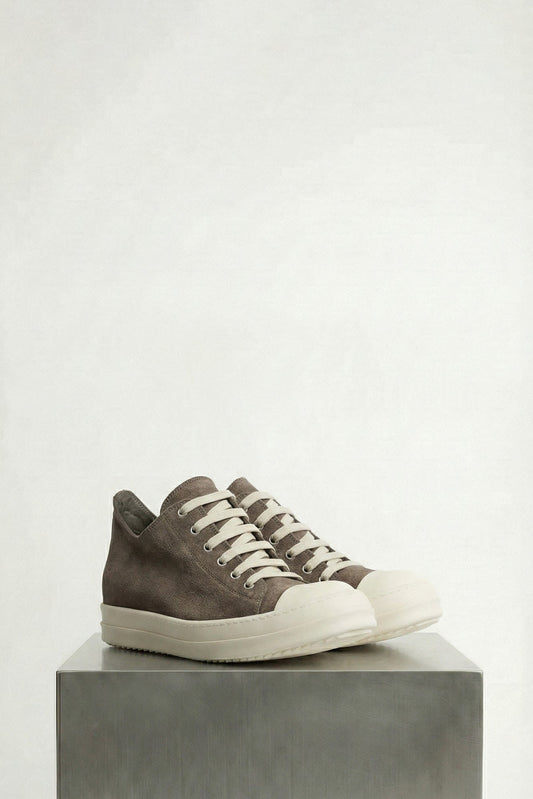 Rick Owens Scarpe In Pelle Low Sneaks in Dust/Milk SS26 side