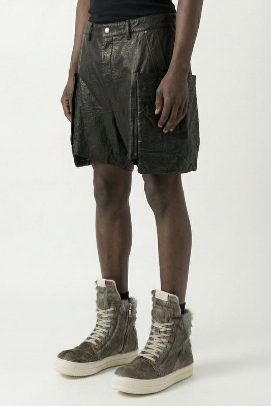 Rick Owens Stefan Cargo Shorts in Pelle SS26 side