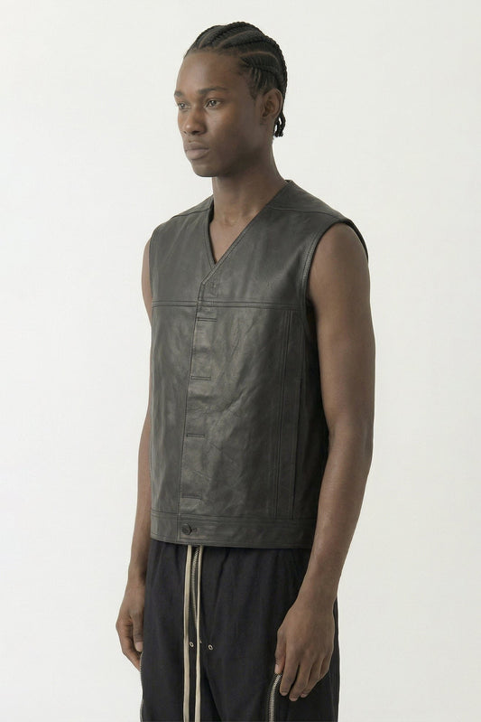 Rick Owens Work Vest in Black SS26 side