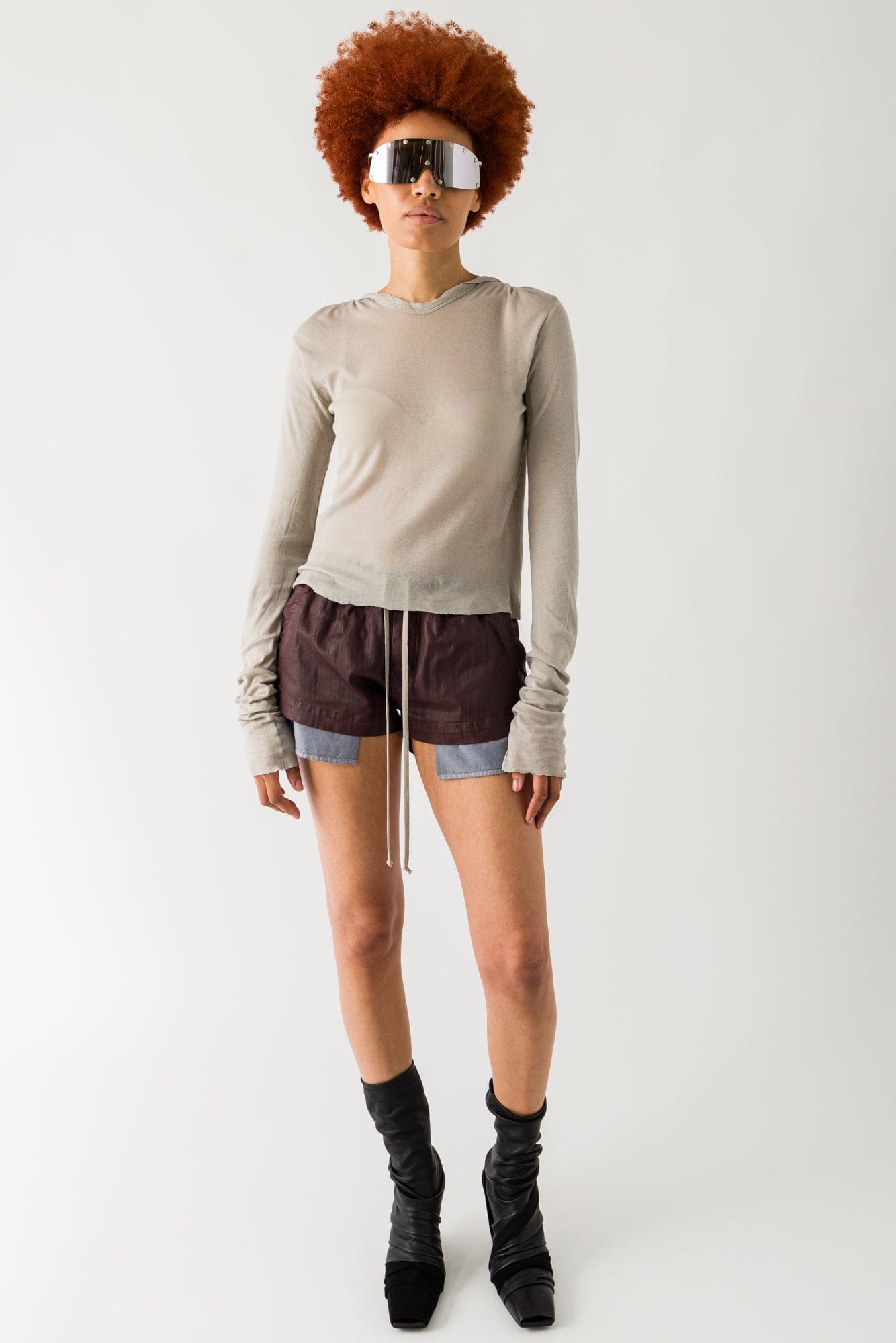 Rick Owens DRKSHDW Boxers in Scab Wax full look