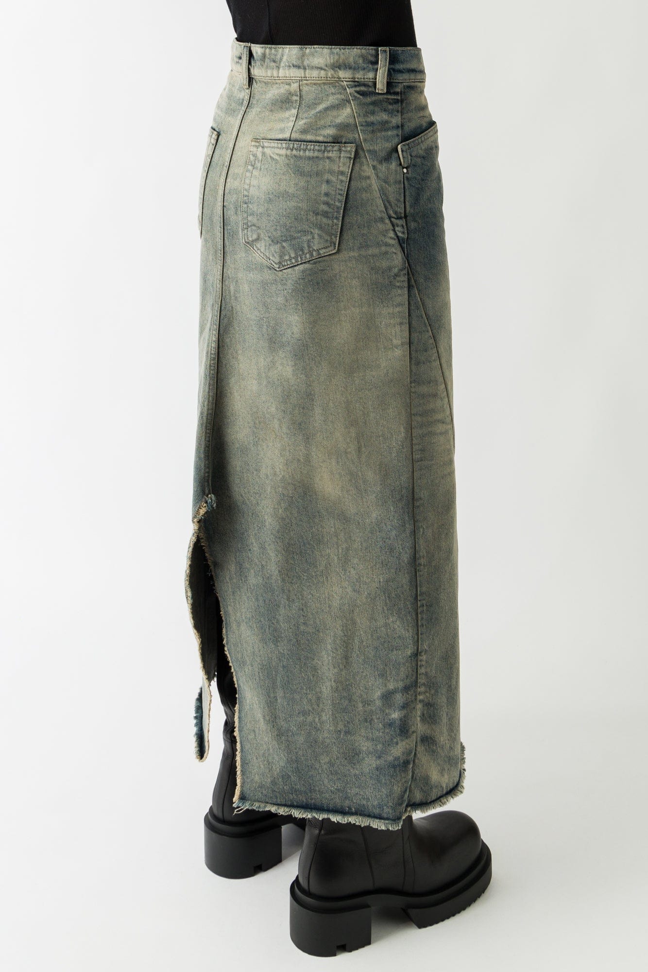 Rick Owens Long Slivered Skirt in Dirty Hustler back
