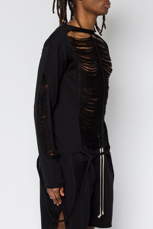 Rick Owens LS Top in Black SS25 side