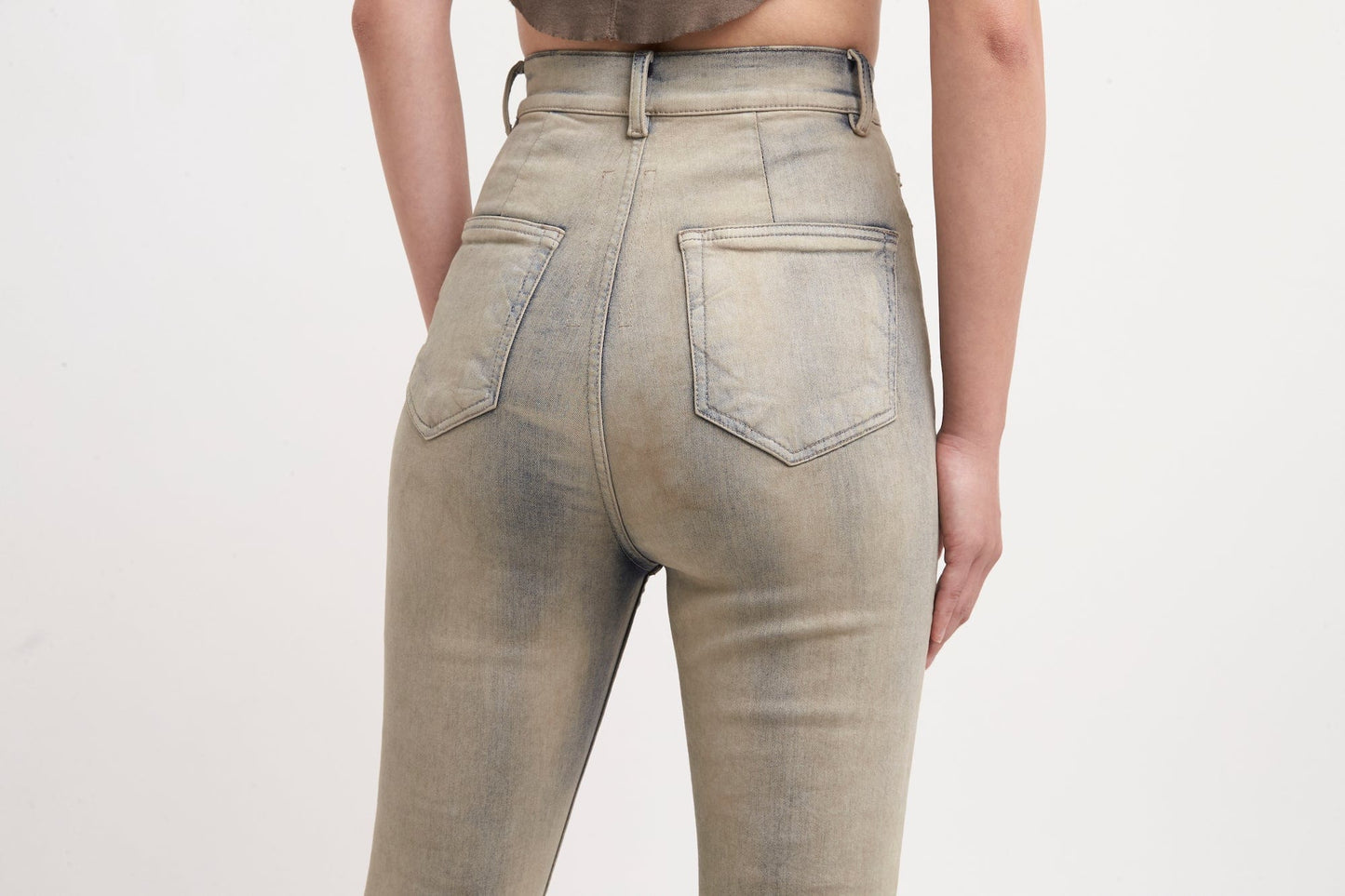 Rick Owens Bolan Bootcut Denim in Pearl Acid Degrade detail 2