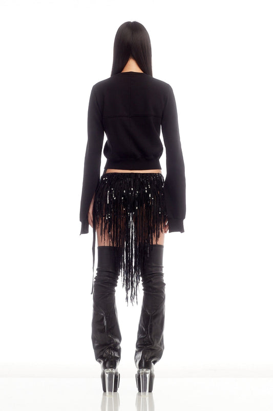 Rick Owens DRKSHDW Felpa Cropped Sweat in Black back