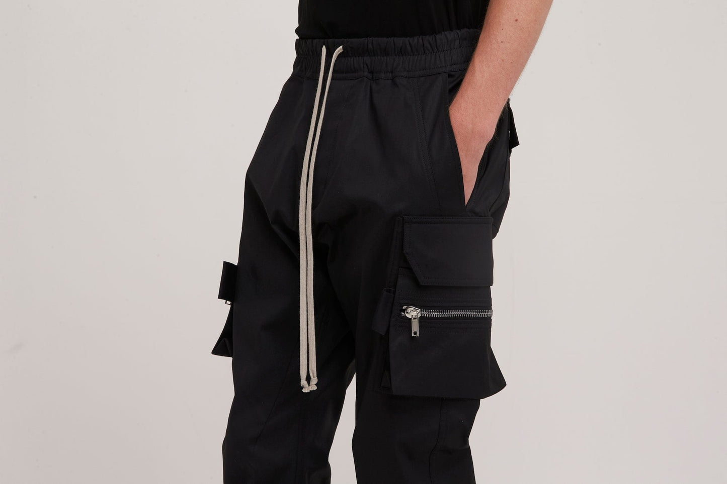 Rick Owens Mastodon Cargo Pants in Black detail shot