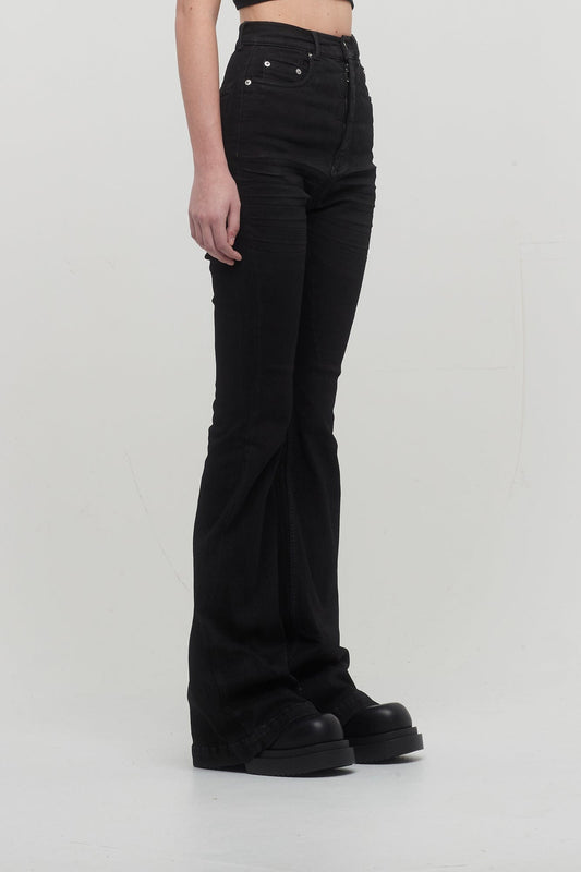 Rick Owens DRKSHDW Bolan Bootcut in Black Stretch Denim side