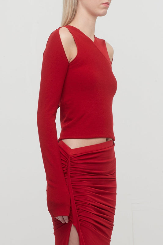 Rick Owens Cropped Banana in Cardinal Red side