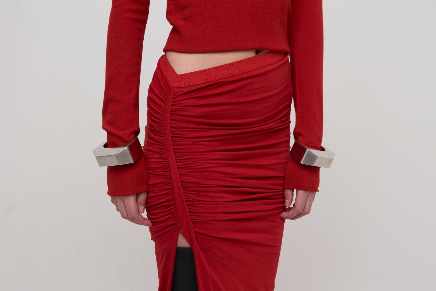 Rick Owens Edfu Skirt in Cardinal Red detail
