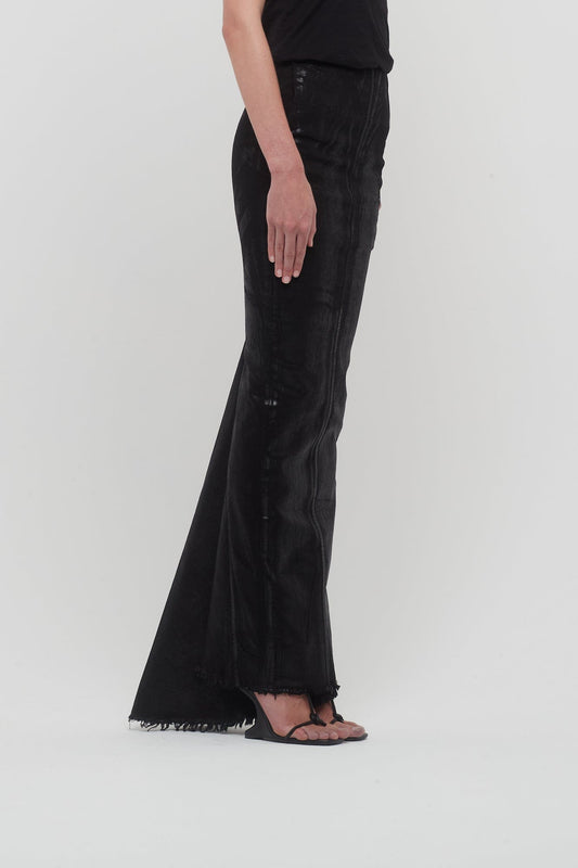 Rick Owens Dirt Pillar Long Skirt in Black Denim side