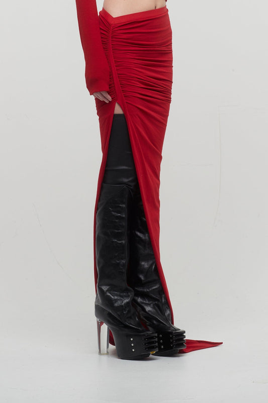 Rick Owens Edfu Skirt in Cardinal Red side