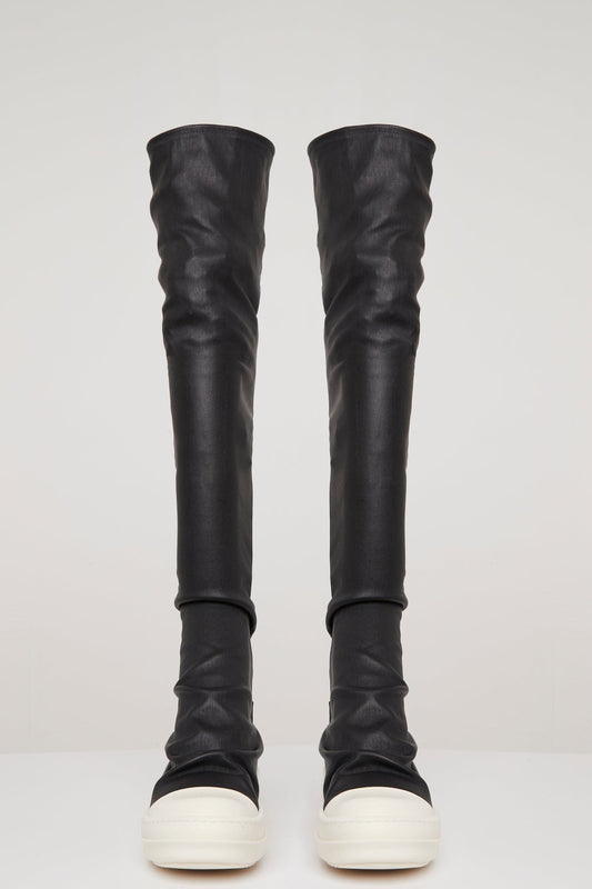 Rick Owens Knee High Stocking Sneaks in Black/Milk/Milk front