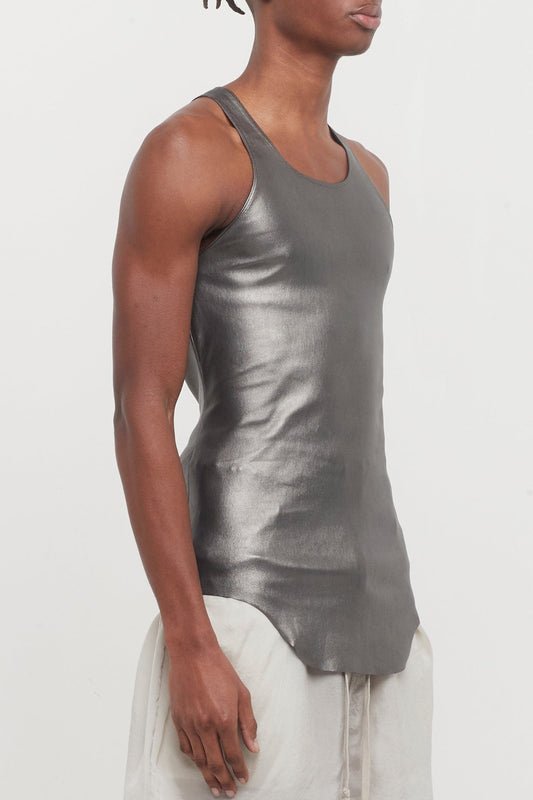 Rick Owens Leather Tank in Gun Metal side