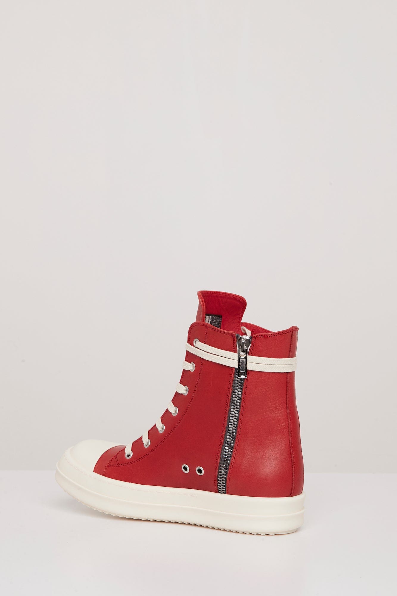 Rick Owens Womens Ramone Sneaker in Cardinal Red angled side