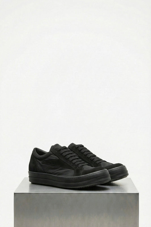 Rick Owens Scarpe In Tessuto E Pelle Vintage Sneaks in Black SS26 side