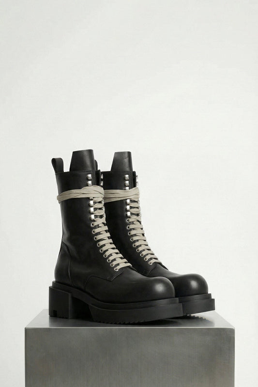 Rick Owens Stivali In Pelle Laceup Bogun SS26 side