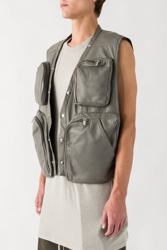 Rick Owens Cargo Vest in Washed Indigo side