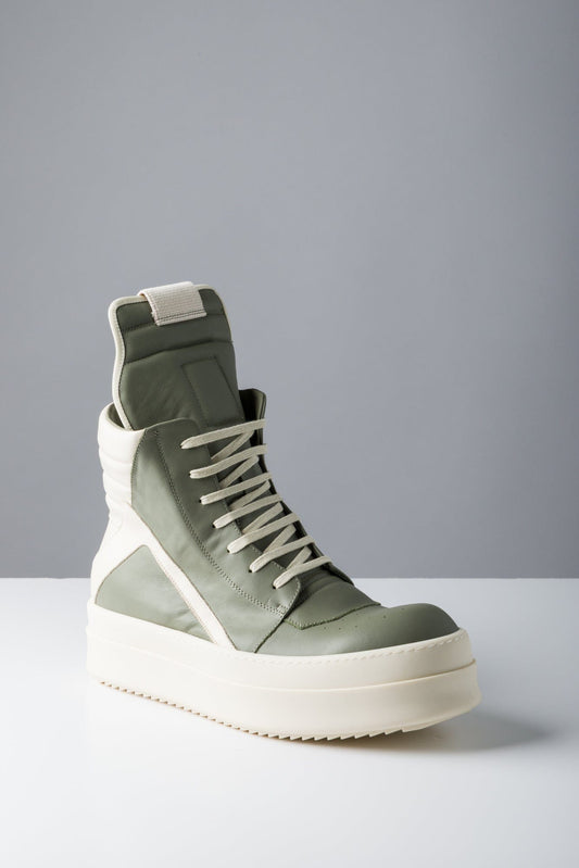 Rick Owens Mega Bumper Geobasket in Green and Milk SS25 side