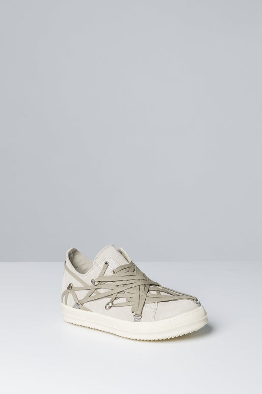 Rick Owens Megalaced Low Sneaks in Brown Milk SS25 side