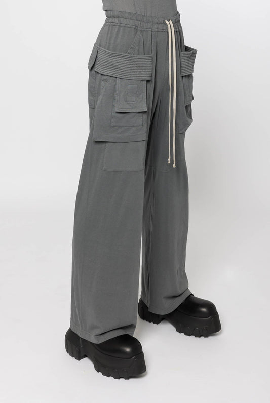 Rick Owens DRKSHDW Creatch Wide Cargo Drawstring in Stone side