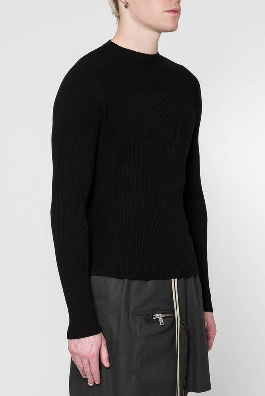 Rick Owens Ribbed Geo Sweater in Black side