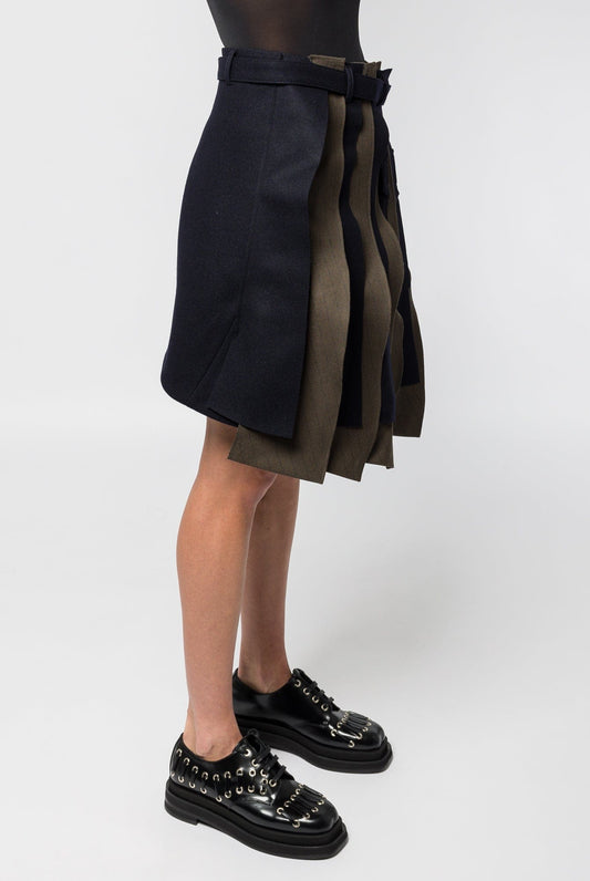 Sacai Chalk Stripe Wool Melton Skirt side