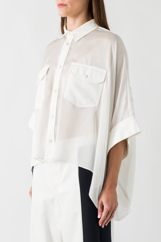 Sacai Denim Print Shirt in Off White side