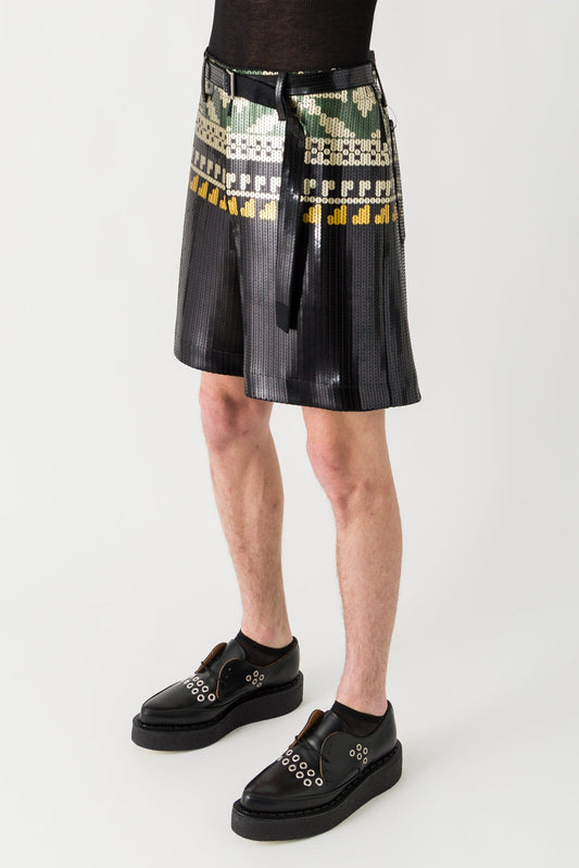 Sacai Pattern Knit Spangle Embroidery Shorts side