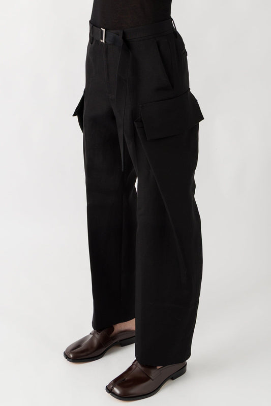 Sacai Double-Faced Silk Cotton Pants In Black FW25 side