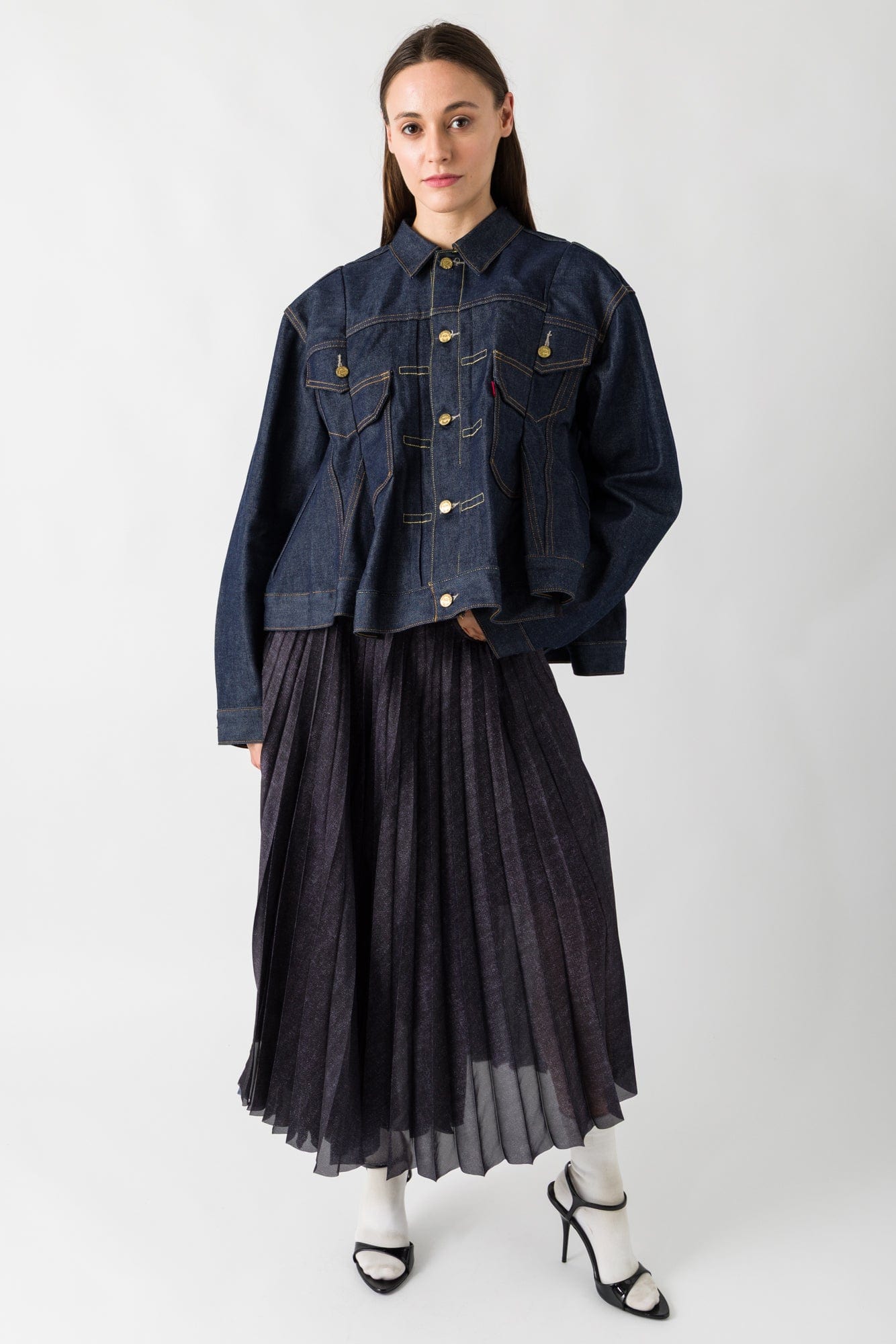 Sacai Levi's Denim Jacket in Indigo full look