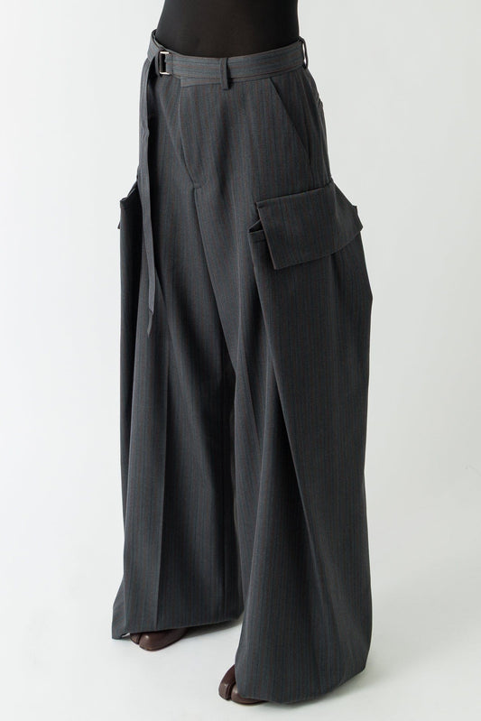 Sacai Stripe Doeskin Pants in Gray side